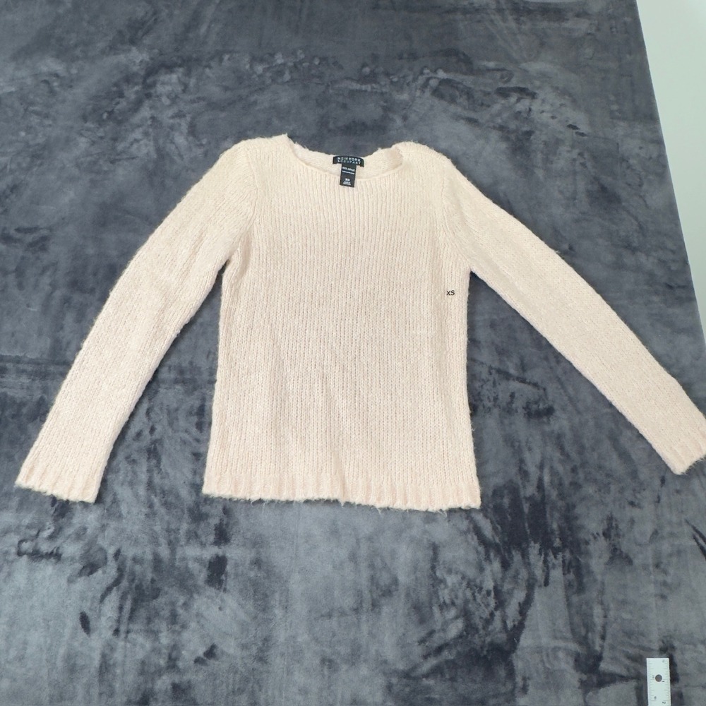 New York & Company Sweater Womens XS Pink Ribbed Knit Long Sleeve Pullover